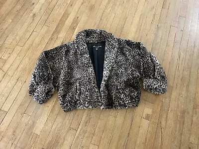 $34.99 • Buy Vintage American Signature USA Faux Fur Cheetah Tan Jacket COAT Size Medium EUC
