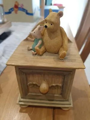 Classic Pooh By Border Fine Arts A3235 Pooh At Home Limed Oak Trinket Box • $49.73