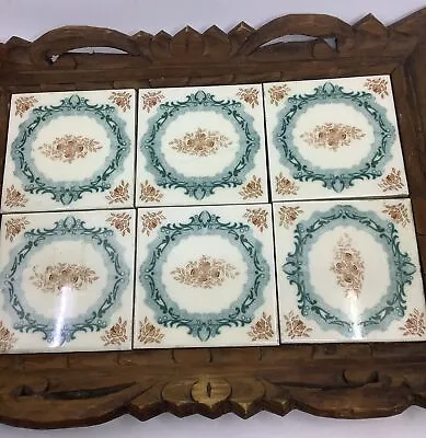Vintage Dal-tile Mexican Ceramic Wood Serving Tray Rustic Artisan Tile Handles • $45