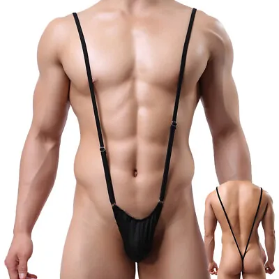 Men Mankini Adjustable G-string V Sling Singlet Bodysuit Underwear Sexy Lingerie • £3.23
