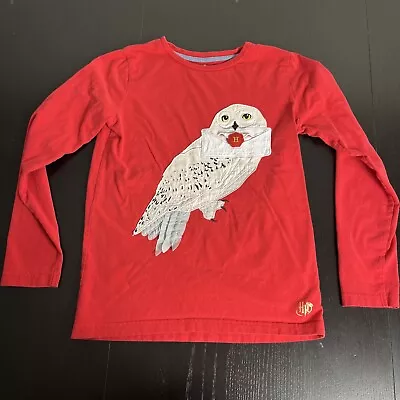 Mini Boden X Harry Potter Kids Size 9-10 Red Long Sleeve Hedwig Owl T-Shirt • $2.25
