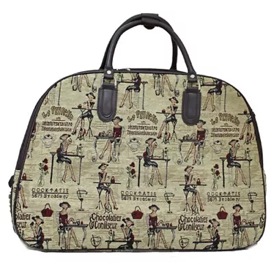 Ladies Holdall Hand Luggage Lady Cocktail Print Cabin Travel Weekender Bag • £22.99