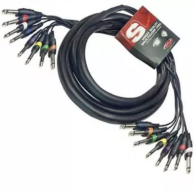 8-Way 3m 6.35mm 1/4  Mono Jack To Jack Unbalanced Loom Patch Multicore Cable • £20.99