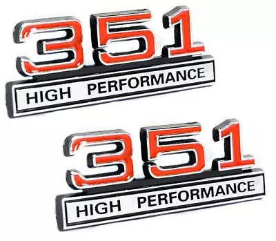 351 5.8 Engine High Performance Emblems In Red & Chrome Trim - 4  Long Pair • $22.67