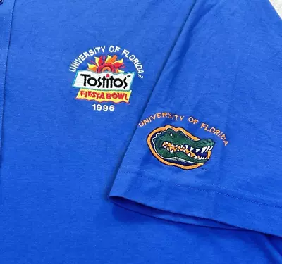 Florida Gators Mens Polo Shirt Large Blue 1996 Fiesta Bowl Antigua Sport Vintage • $34.87