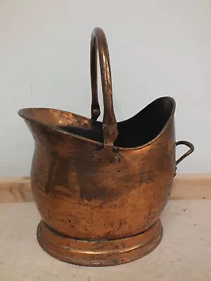 Vintage Copper Hammered Coal Scuttle Log Bucket Basket (Hol) • £9.99