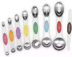  8 PCS Magnetic Measuring Spoons Set Dual Sided Stainless 8 Pieces Multicolor • $11.99