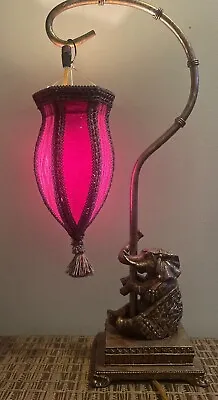 Vintage Gold Resin Elephant Lamp 21” • $75
