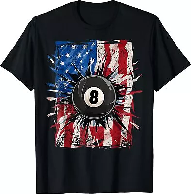 NEW LIMITED Pool Billiards Player 8 Ball USA American Flag Best T-Shirt S-3XL • $23.96