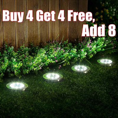 £5.67 • Buy 8/10/12LED Solar Ground Lights Floor Decking Patio Outdoor Garden Lawn Path Lamp