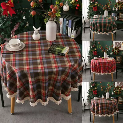 Round Table Cloth Tassel Christmas Tablecloth Dining Table Cover Home Party Deco • $16.99