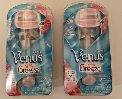 2 Gillette Venus Spa Breeze 2-in-1 Shave Gel Razor Handles & 4 Cartridges • $17.99