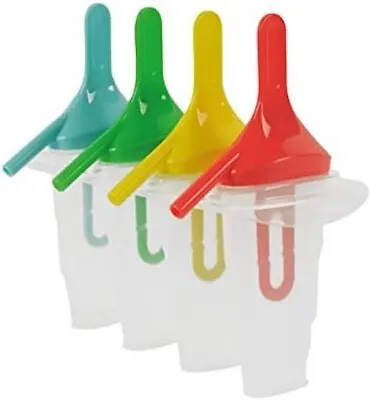 Set Of 4 Popsicle Mold Ice Lolly Mould Lollies Home Made Ice Cream Kitchen Gift • £5.75