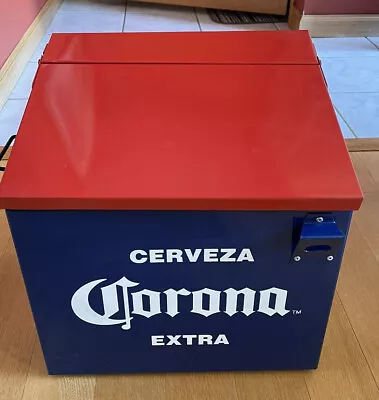 Vintage Corona Extra Cerveza Beer Steel Metal Beverage Blue Cooler Mexico Logo • $75