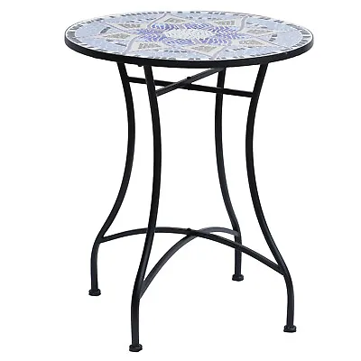 Outsunny Garden Table Mosaic Round Patio Side Table With 60cm Ceramic Top • £62.99