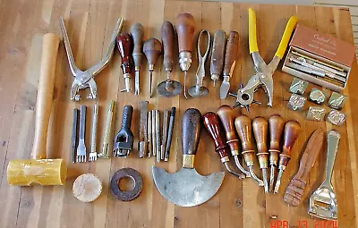 Lot Of Vintage Leather Working Saddle Making Tools Cs Osborne Craftool & More • $299