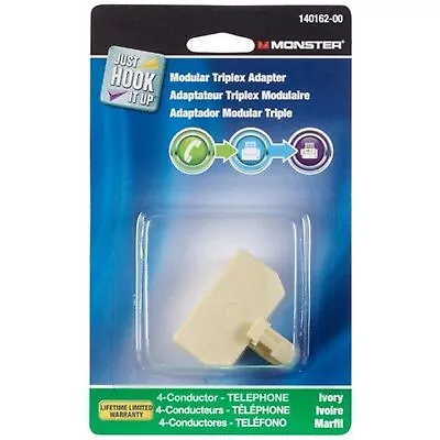 Monster Just Hook It Up Ivory Modular Triplex Adapter 140162-00 • $7.95