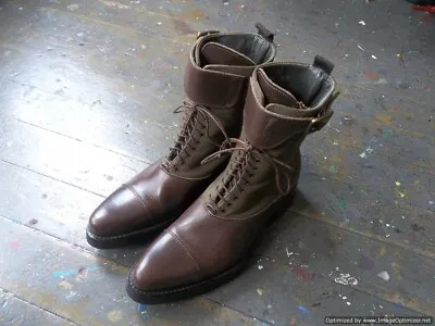 Miu Miu Victorian Leather Canvas Boots - Italy - Tag 5.5 • $84
