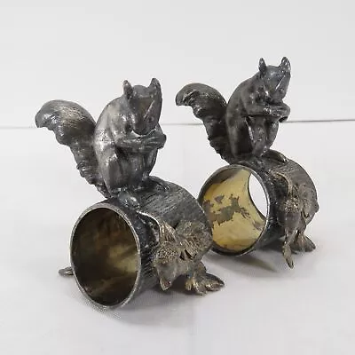 Vintage Antique Napkin Rings - Figural Squirrels Oak Leaves And Acorns • $96.85