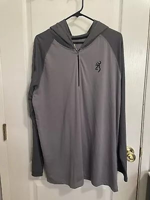 Browning Gray Long Sleeve Hoodie 1/4 Zip Pullover Shirt Size Large NWT • $18.99