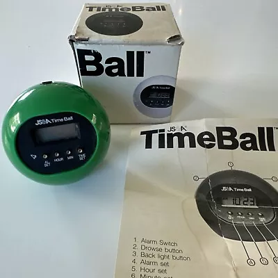 Vintage JS&A Green Time Ball Digital Alarm Clock 2  Mini Travel Space Age • $29.99