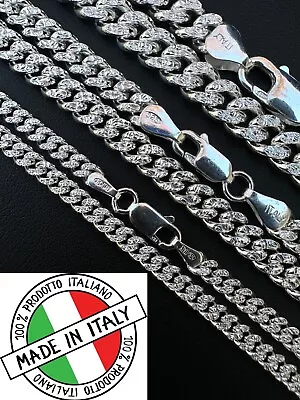 Miami Cuban Chain Diamond Cut Real 925 Sterling Silver Bracelet Necklace 3-7mm • $34.34