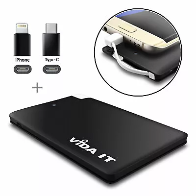 £15.99 • Buy Travel Thin Emergency Battery Pack Charger For Android USB Type C / IPhone Phone