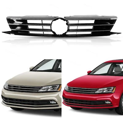 $68.82 • Buy Upper Front Bumper Chrome Grill Grille Fit For 2015 To 2018 VW Volkswagen Jetta