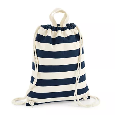 Westford Mill Nautical Cotton Gymsac Grocery Shopping Beach Bag • £10.60