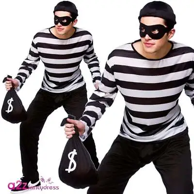£16.99 • Buy Mens Burglar Costume + Swag Bag Adult Robber Villain Thief Stag Do Fancy Dress