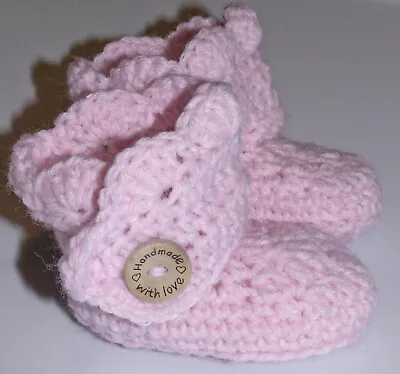 $16.95 • Buy Pink Crochet Baby Cowgirl Boots Booties Newborn Gift 3/6 Mos Handmade New