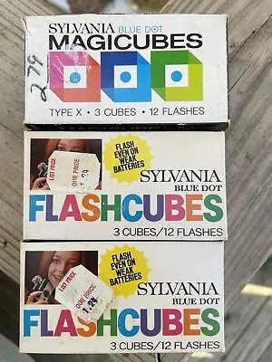 3 Packs Of 3 Sylvania Blue Dot MAGICUBES /FLASHCUBES VINTAGE Photography N.O.S. • $12.99