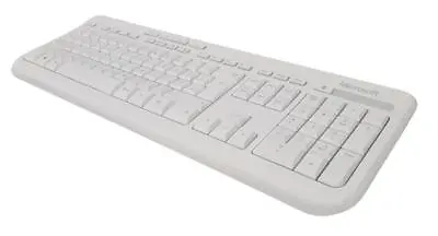 Microsoft Wired USB Keyboard 600 UK QWERTY Layout Spill Resistant White • £16.14