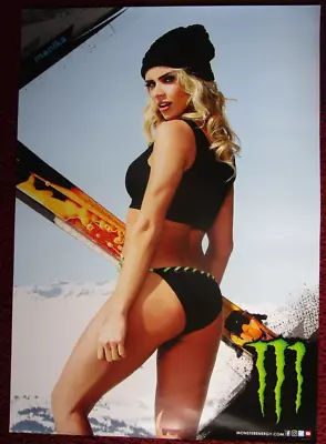 Sexy Girl Dorm Poster ~ 2-Sided MONSTER ENERGY DRINK Logo & MONIKA Snowboard • $15.95