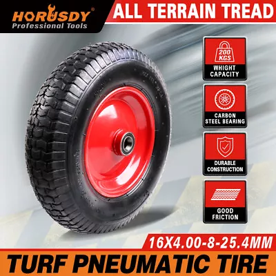 16  Wheelbarrow Trolley Wheel 4.80 4.00-8 Pneumatic Tyre 25.4mm Bore Tire Steel • $31.99