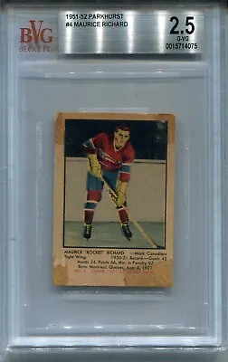1951 Parkhurst Hockey #4 Maurice Richard Rookie Card Graded BVG 2.5 • $2199.99
