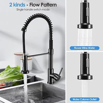 Modern Kitchen Pull Out Mixer Taps Spout Dual Spray Shower Head Monobloc Chrome • £23.69