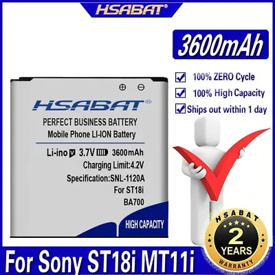 HSABAT 3600mAh BA700 Battery For Sony Ericsson XPERIA RAY ST18i MT11i MT15i MK16 • $20.50