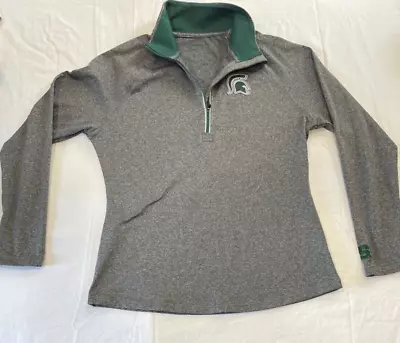 MSU Michigan State Spartans 1/4 Zip Long Sleeve Mock Neck Pullover Sweater M • $16