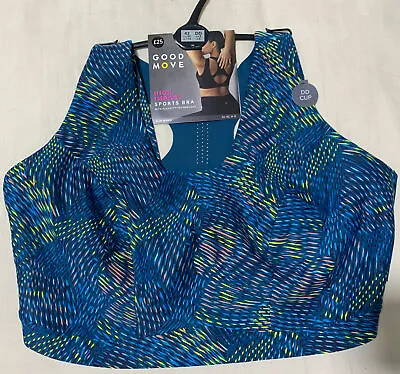 M&S GOOD MOVE NONWIRED HIGH IMPACT SPORTS BRA With FLEXIFIT KINGFISHER Size 42DD • £14.99
