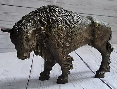 Vintage Sculpture Statue Figures Figurine In Bronze A Buffalo Hot Cast Cabin Art • $299