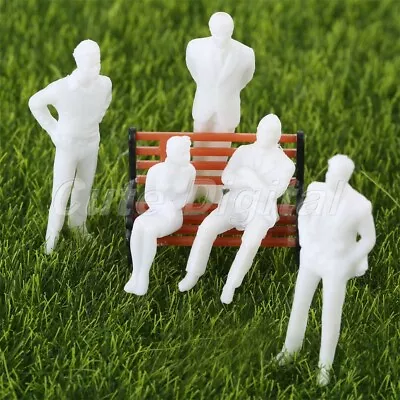 100X White Unpainted Model Miniatures People Figures Building Scenery Scale 1:50 • $12.23