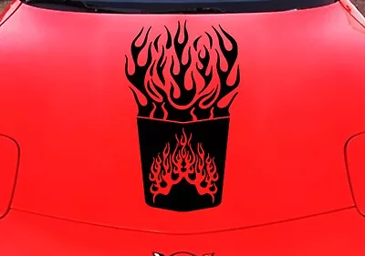 NEW - 18  Center Hood With FLAMES RACING STRIPES Vinyl Decal (Fits Corvette C5) • $54.95