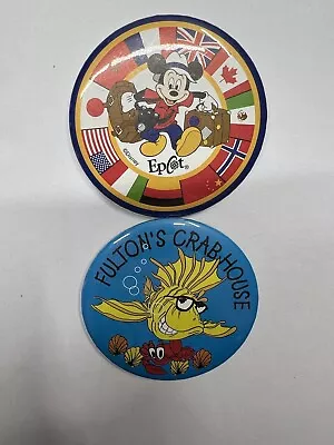 Vintage Walt Disney World EPCOT Mickey Mouse Flags And Fultons Crab Button Pin • $14.95