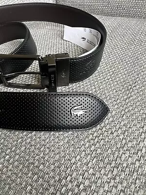 Lacoste Men's Lacoste Engraved Buckle Reversible Piqué Leather Belt RRP £70 • £59