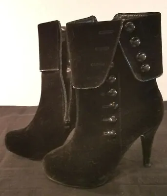 Crape Myrtle Dress Boot (39) Black Velvet With Buttons Great Shape • $12.82