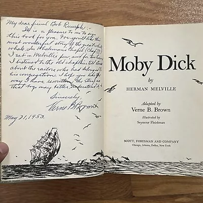 AUTOGRAPHED Moby Dick Adapted By Verne B. Brown Hardback Scott Foresman And CO • $40