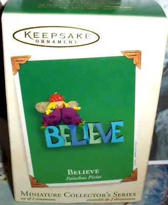 Believe-Paintbox Pixies`2003`Miniature-Fabric-Set Of 2 Hallmark Ornaments-NICE • $8