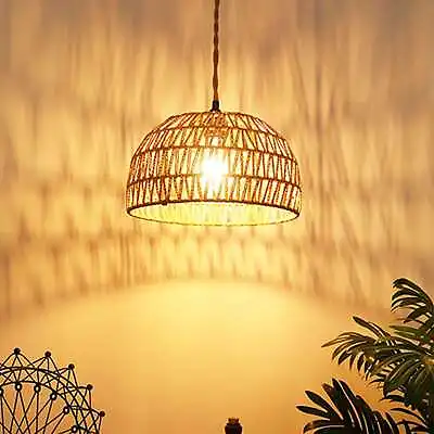 $31.99 • Buy Vintage Hemp Rope Plug In Pendant Light Ceiling Hanging Light For Dining Room