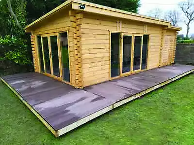 Garden Office Log Cabin Sunny House 95mm Thick Logs Floor And Roof Insulation • £449.50